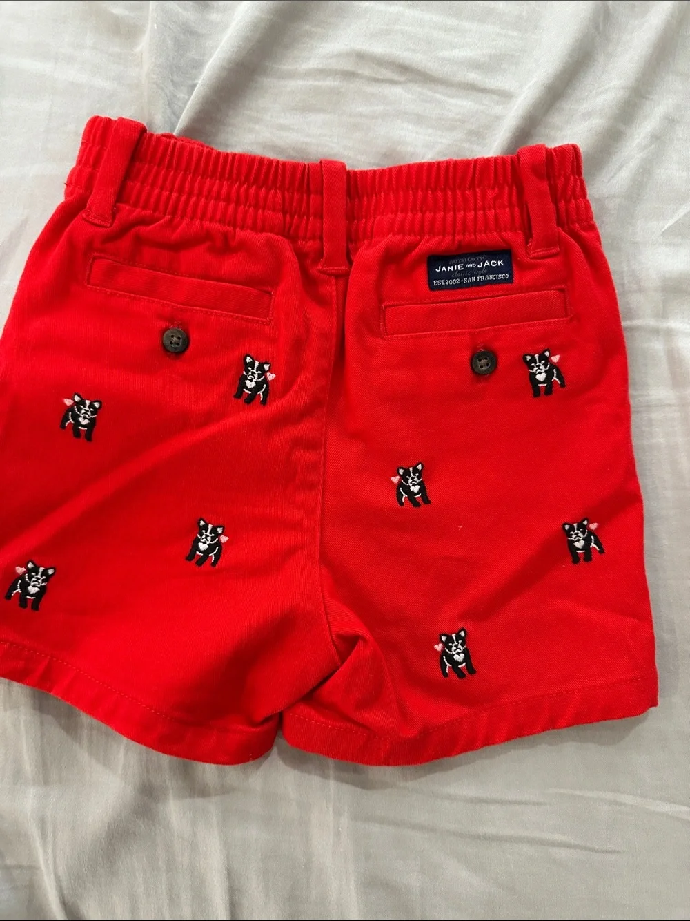Janie and Jack Light Blue, Red, Cream Embroidered Kids Shorts Set